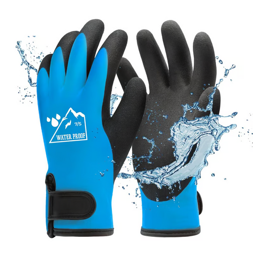 Heavy Duty Winter Gloves, Latex Fully Soaked, 100% Waterproof Gloves, Thermal Insulated Winter Dipped Gloves