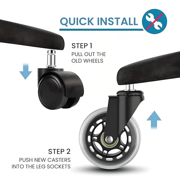 3 Inches Silent and Smooth Rolling Casters.
