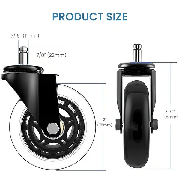 3 Inches Silent and Smooth Rolling Casters.