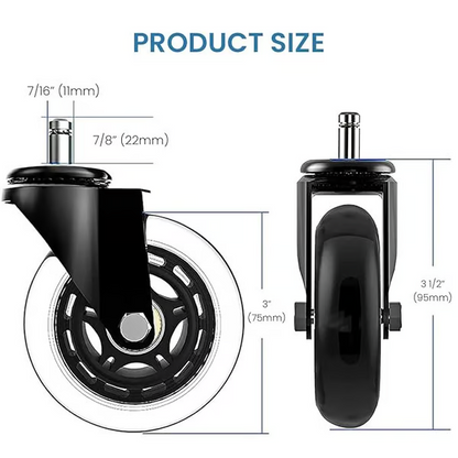 3 Inches Silent and Smooth Rolling Casters.